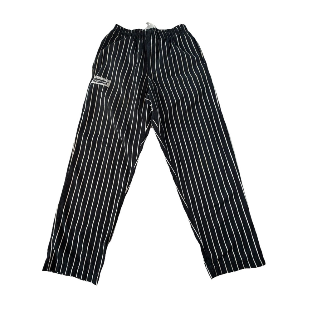 Vintage Chefwear Chef Pants Medium Black & White Pinstripe Made In USA
